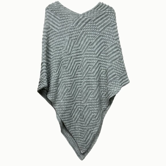 Chico’s Womens Poncho Sweater Gray Textured Knit Pullover Top S/M - Picture 3 of 6